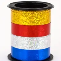 Лента упаковочная голография, для декора и подарков, МИКС 4 цвета, 1.2 см &times; 3 м