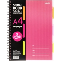 Бизнес-тетрадь 140л,кл,А4,SPIRAL BOOK Розовый,евроспир,обл.пласт,разд.84105