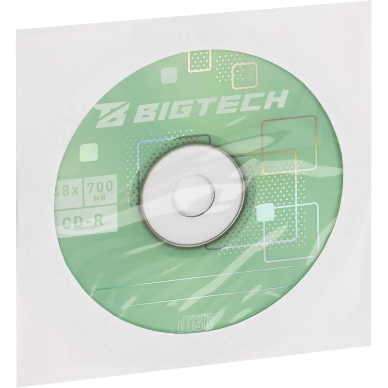 Носители информации Bigtech YCDRB005 CD-R 700 МБ/48х/1шт конверт белый