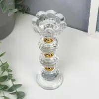 Стеклянный подсвечник на 1 свечу &laquo;Цветочек с тремя шарами&raquo;, 18&times;7&times;7 см
