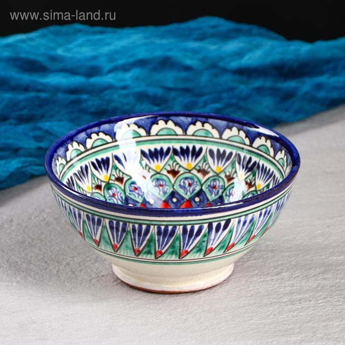 Коса Риштанская Керамика  Коса Риштанская Керамика "Цветы" 15 см, малая, синяя