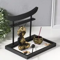 Сад Дзен "Будда у гонга" песок+камни+аромапалочки+свеча 16х22х19 см