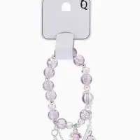 Браслет с подвесками "Сахарный" ракушка, шар №10/8, цвет сиреневый в серебре