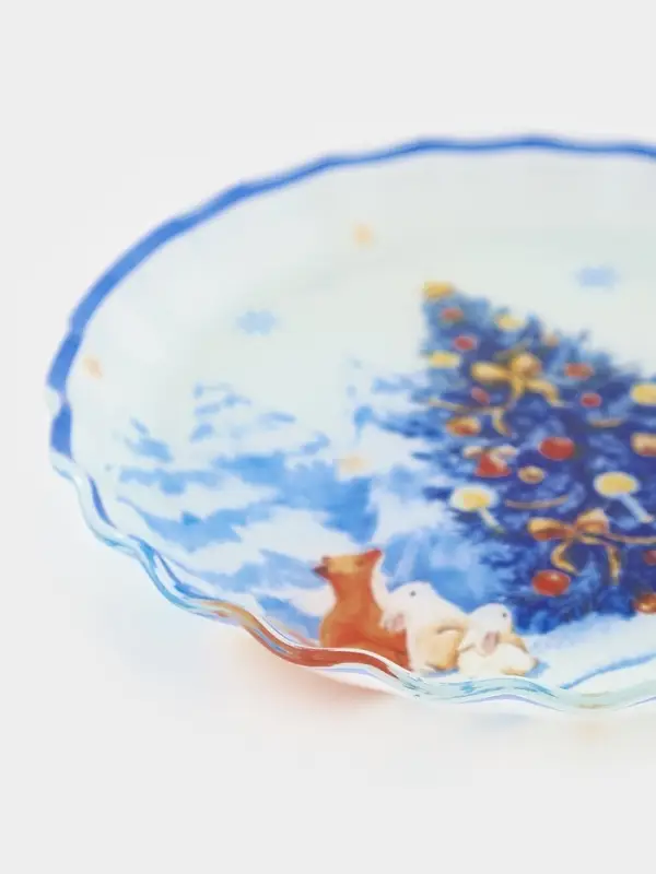 Блюдо сервировочное с бортиком "Новый Год в лесу" 19х2,1 см