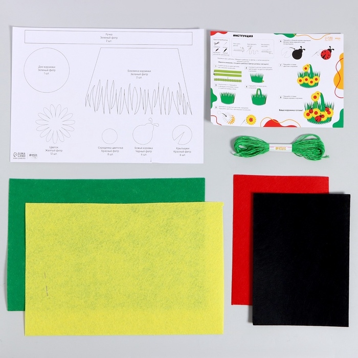 Набор для создания пасхальной корзинки из фетра «Божьи Коровки» Набор для создания пасхальной корзинки из фетра «Божьи Коровки»