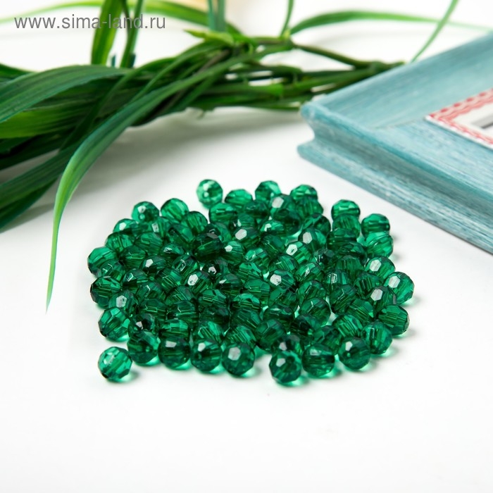 Бусины акрил  Бусины акрил "Круглые" 8 мм, 25 гр. тёмно-зелёный
