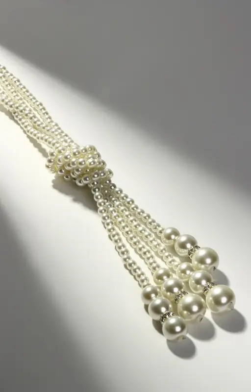 Бусы &laquo;Узел&raquo;, 2 нити, бусины №6-14, цвет молочный, 80 см