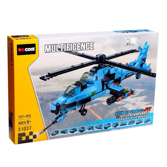 Конструктор блочный «Боевой вертолёт», 727 деталей Конструктор блочный «Боевой вертолёт», 727 деталей