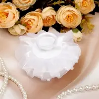 Бант для волос на резинке &laquo;Школьница&raquo;, волна жемчуг, d=9 см, белый