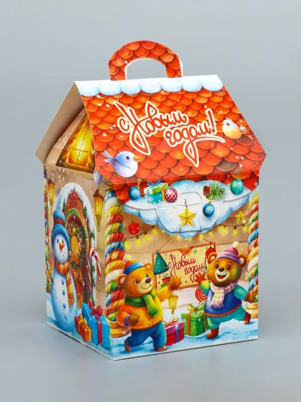 Подарочная новогодняя коробка «Карамельный», домик, 12×12×19 см Подарочная новогодняя коробка «Карамельный», домик, 12×12×19 см