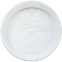 Тарелка одноразовая Комус d 165 мм, бел., ПП, 100шт./уп