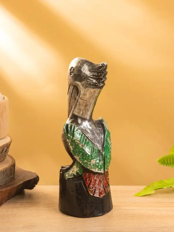 Сувенир интерьерный "Пеликан" 7х7х20 см, дерево, цв. серебро