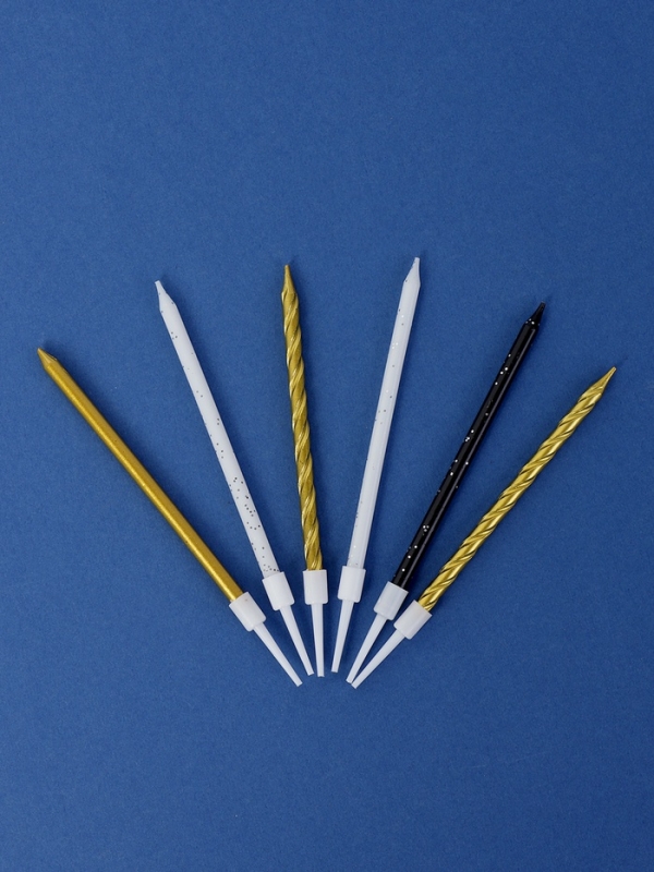 Свечи в торт Свечи в торт "Праздничное волшебство", 6 шт, белый, черный, золотой