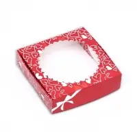 Подарочная коробка с окном, красная «с праздником» 11.5×11.5×3 см