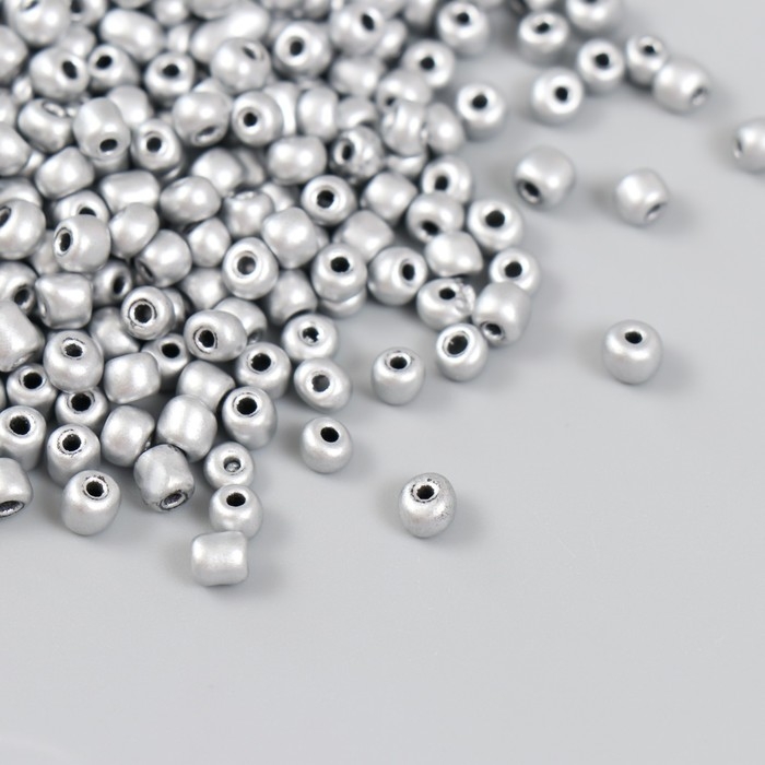 Бисер стекло 6/0  Бисер стекло 6/0 "Серебро" металлик 450 гр