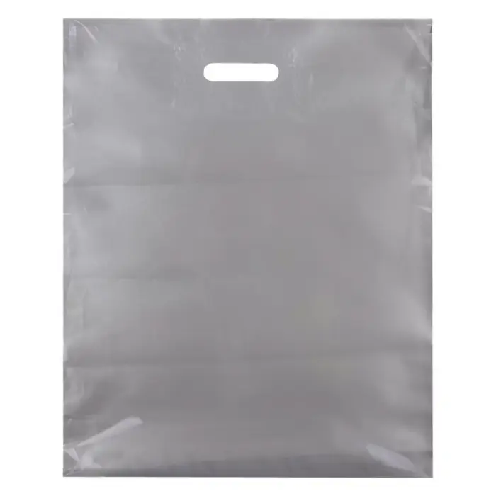 Пакет полиэтиленовый с вырубной ручкой, серебряный 40-50 См, 60 мкм