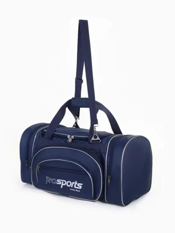 Сумка дорожная на молнии, 4 наружных кармана, длинный ремень, цвет синий Сумка дорожная на молнии, 4 наружных кармана, длинный ремень, цвет синий