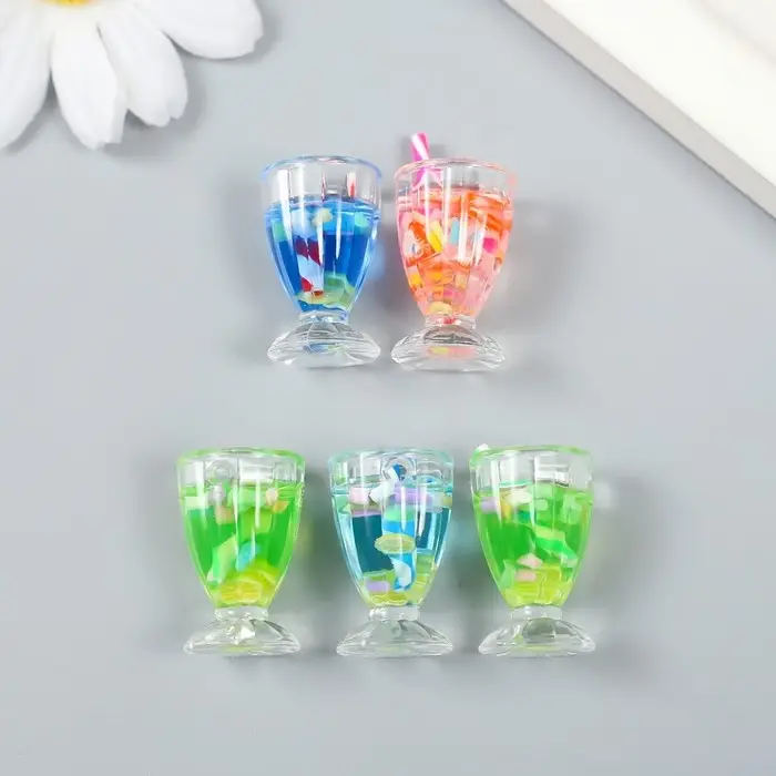 Декор для творчества пластик "Фруктовый микс в стакане" МИКС 1,5х1,5х3,5 см