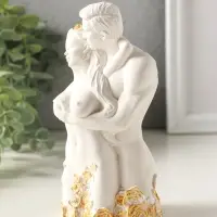 Статуэтка "Влюбленные" 14х6 см, гипс, белый с позолотой