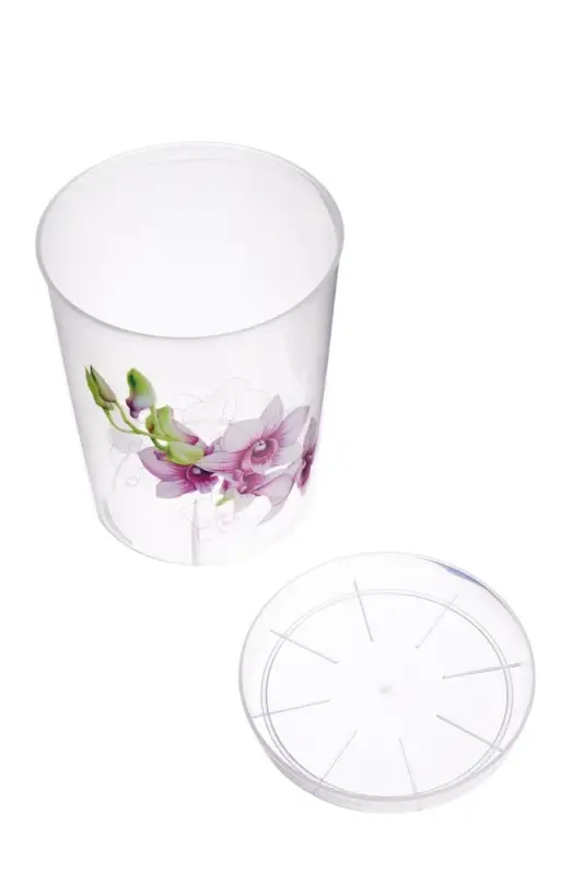 Горшок для орхидей с поддоном, 700 мл, пластиковый, прозрачный, МИКС