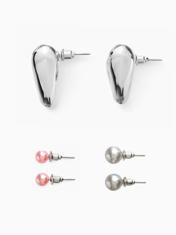 Набор серьги 3 пары «Буквы» любовь, цвет розовый в серебре Набор серьги 3 пары «Буквы» любовь, цвет розовый в серебре