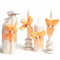 Набор: свечи свадебные &laquo;Пышный&raquo;, 3 шт. (16 см и 2 шт. по 18 см), абрикосовый