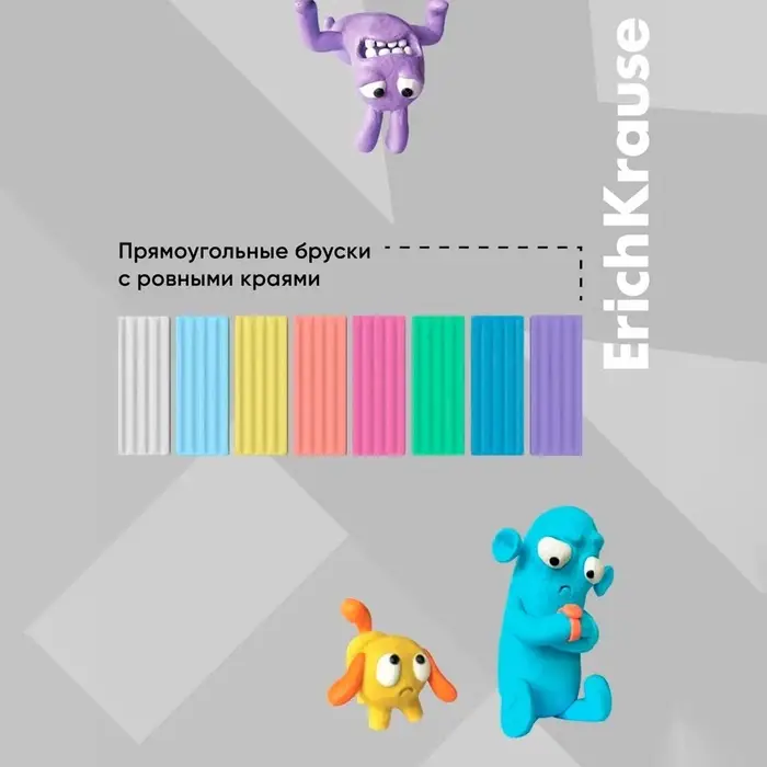 Пластилин 8 цветов, 144 г, ErichKrause Пластилин 8 цветов, 144 г, ErichKrause "Jolly Friends Pastel", со стеком, в картонной упаковке
