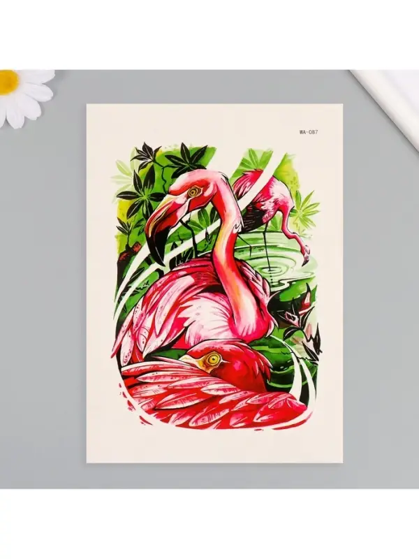 Переводная тату на тело цветная &laquo;Фламинго&raquo;, 26.1&times;14.6 см