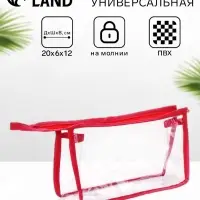 Косметичка на молнии, треугольная, средний размер, красная/прозрачная
