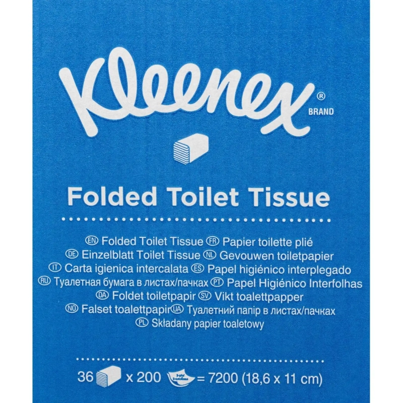 Бумага туалетная листовая д/дисп KK Kleenex 2сл белая 200л 36 пач/уп_8408