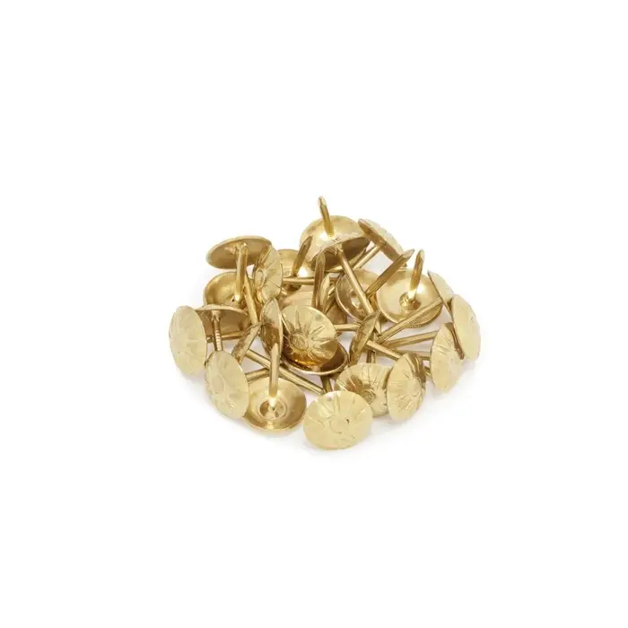 Гвозди ТУНДРА, декоративные, обивочные, фактурные, 11×16 мм, золото, фасовка 50 шт. Гвозди ТУНДРА, декоративные, обивочные, фактурные, 11×16 мм, золото, фасовка 50 шт.