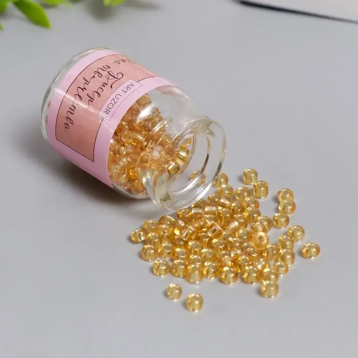 Бисер круглый 6/0 в бутылочке  Бисер круглый 6/0 в бутылочке "Карамель" прозрачно-цветной 20 гр