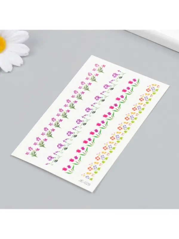 Переводные тату на тело цветные «Браслет из полевых цветов», 12×7.5 см