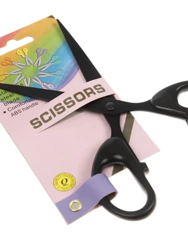 Ножницы канцелярские 16см, черные, длина лезвия 10см