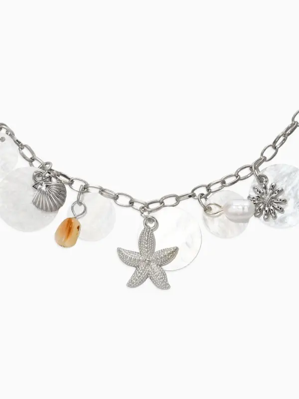 Колье на цепочке &laquo;Ракушка&raquo;, L=40 см, белое в серебре