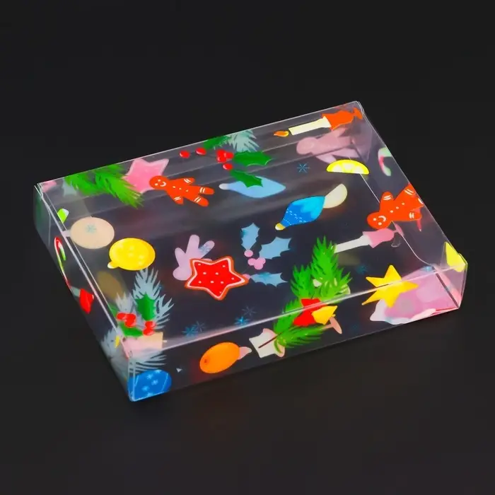 Коробка подарочная новогодняя складная ПВХ «Новогоднее настроение» 11×8×2 см Коробка подарочная новогодняя складная ПВХ «Новогоднее настроение» 11×8×2 см