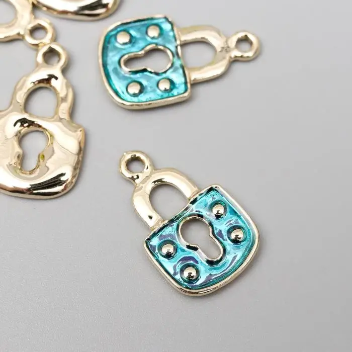 Декор для творчества металл  Декор для творчества металл "Голубой замочек" серебро, эмаль 1,6х1,1 см