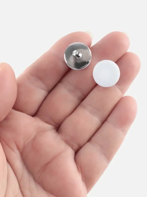 Пуговицы на ножке, пластиковые, d=15 мм, набор 10 шт., матовые, цвет белый, серебряный