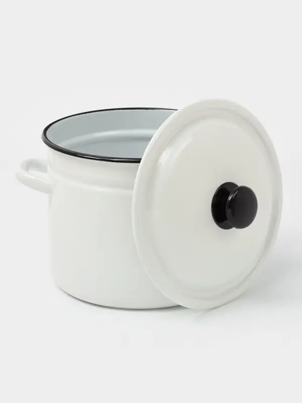 Кастрюля эмалированная, 7 л, d=25 см, с крышкой, без деколи, белая