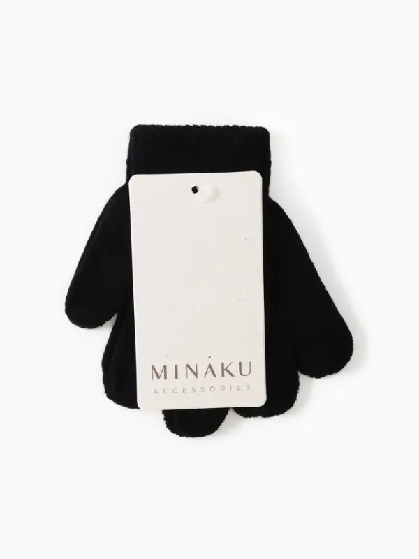 Перчатки детские MINAKU однолсойные, 14 см, цв.черный