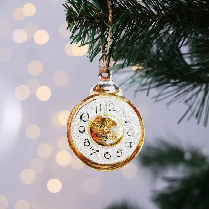 Ёлочная игрушка новогодняя «Часы», хдф, 6,8 х 9 см Ёлочная игрушка новогодняя «Часы», хдф, 6,8 х 9 см