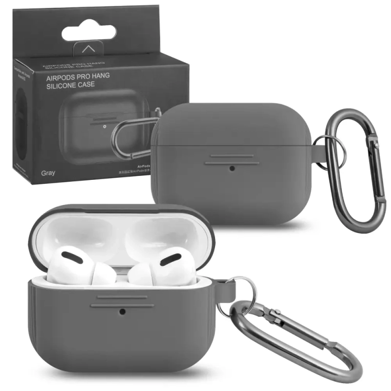 Чехол APods Pro Hang Silicon Сase с карабином LE gray Чехол APods Pro Hang Silicon Сase с карабином LE gray