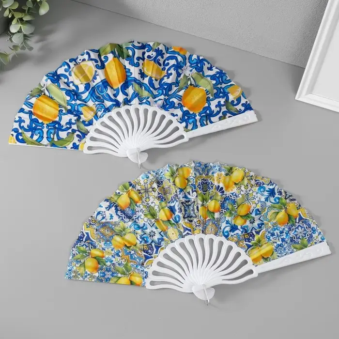 Веер складной &laquo;Лимонный орнамент&raquo;, 23 см, МИКС