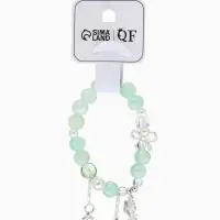 Браслет с подвесками "Сахарный" звёздочка, шар №10/8, цвет бело-светло-зелёный в серебре