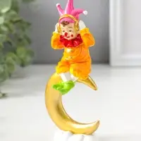 Сувенир полистоун "Клоун в наушниках на золотом месяце" яркий разноцветный 16,5 см