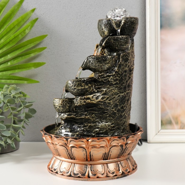 Фонтан настольный от сети, подсветка Фонтан настольный от сети, подсветка "Лакшми в золотом под водопадом" 20х20х30 см