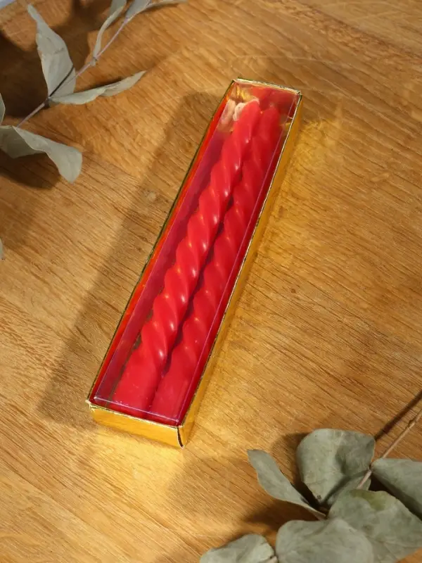 Набор свечей витых, 1.5&times;15 см, 2 шт., красный
