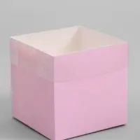 Коробка для подарков и цветов с PVC крышкой, розовая, 12&times;12&times;12 см
