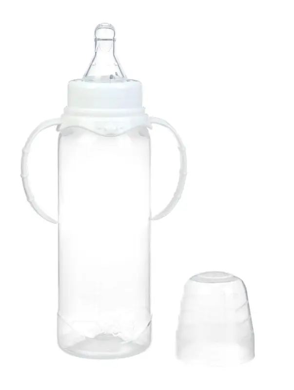 Бутылочка для кормления M&B, классическое горло, с ручками, от 3 мес., 250 мл., белый