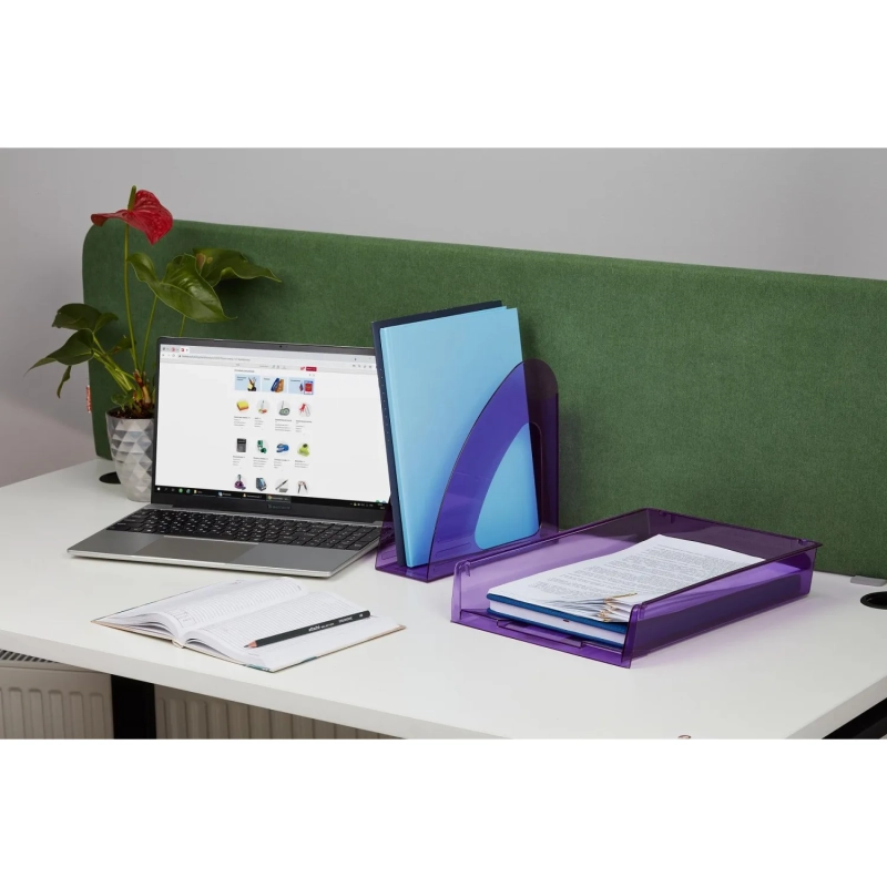 Лоток горизонтальный Attache Bright Colours решетчатый прозрачный фиолет